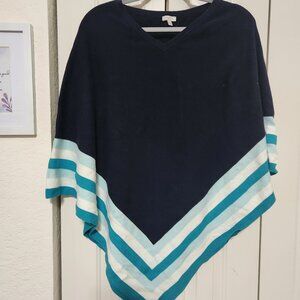 Talbots Sweater Shawl Navy & Teal L/XL